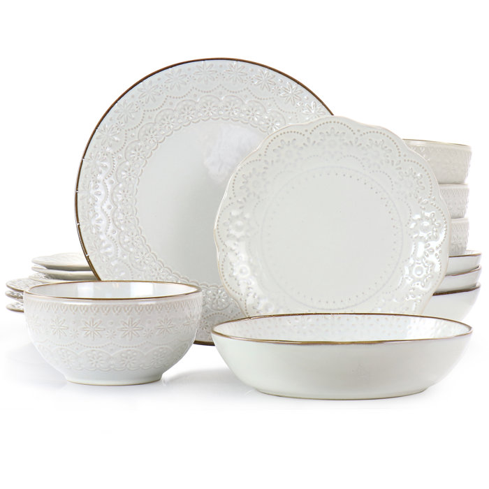 Elama Stoneware Dinnerware Set of 16 & Reviews Wayfair